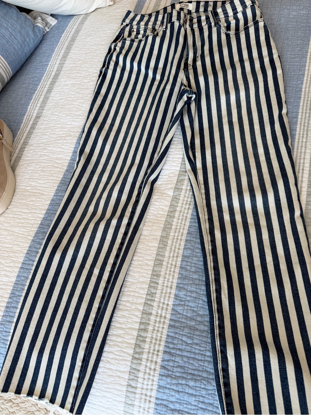 Kensie Striped Navy and Cream Jeans
